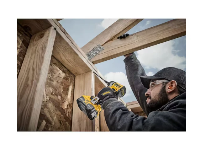 DEWALT impact driver in use on a timber construction project